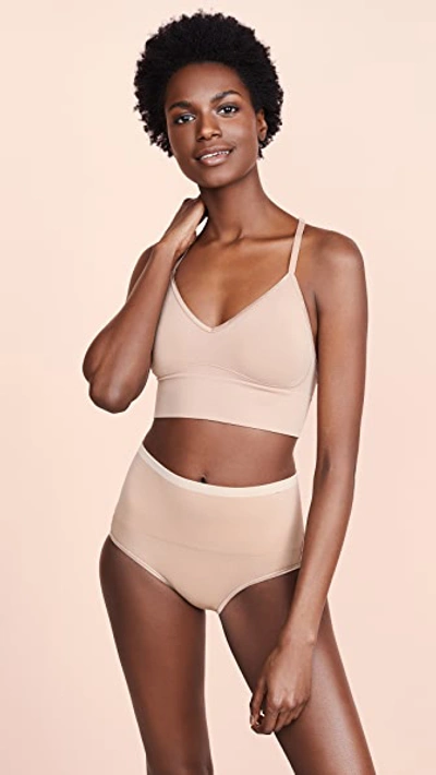 Shop Yummie Ultralight Seamless Lace Back Bralette In Almond