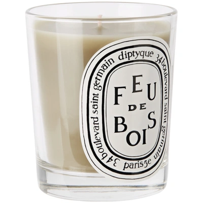Shop Diptyque Off-white Feu De Bois Candle, 190 G