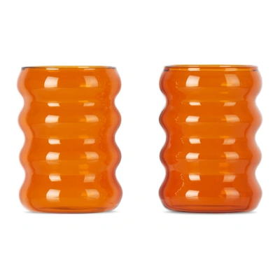 Shop Sophie Lou Jacobsen Brown Ripple Cup Set, 6 oz In Amber