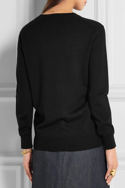 Shop Markus Lupfer Lara Lip Sequined Merino Wool Sweater In Black
