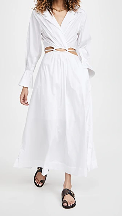Shop Jonathan Simkhai Alex Pleated Poplin Cutout Shirtdress In White