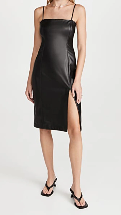 Shop Susana Monaco Faux Leather Thin Strap Square Neck Dress