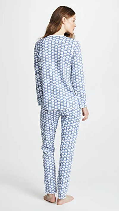 Roller Rabbit Cotton Elephants Print Pajamas Set In Blue