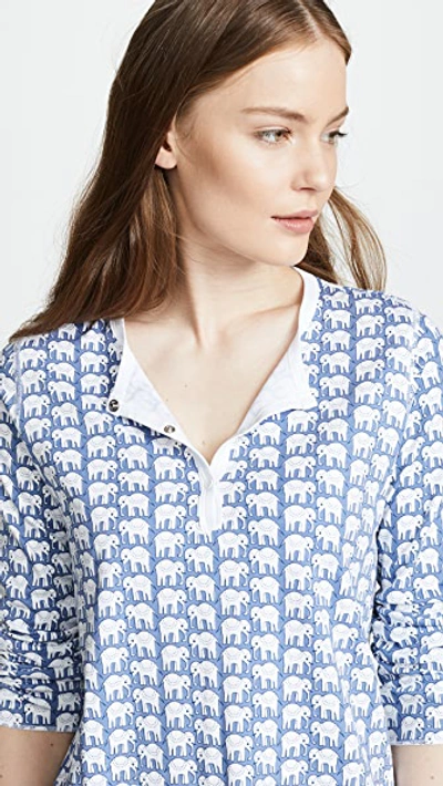 Roller Rabbit Cotton Elephants Print Pajamas Set In Blue