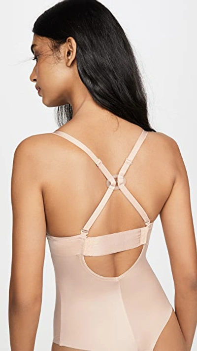 Spanx Suit Your Fancy Plunge Low Back Thong Bodysuit In Champagne Beige