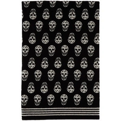 Shop Alexander Mcqueen Black & White Skull Biker Towel In 1078 Black/
