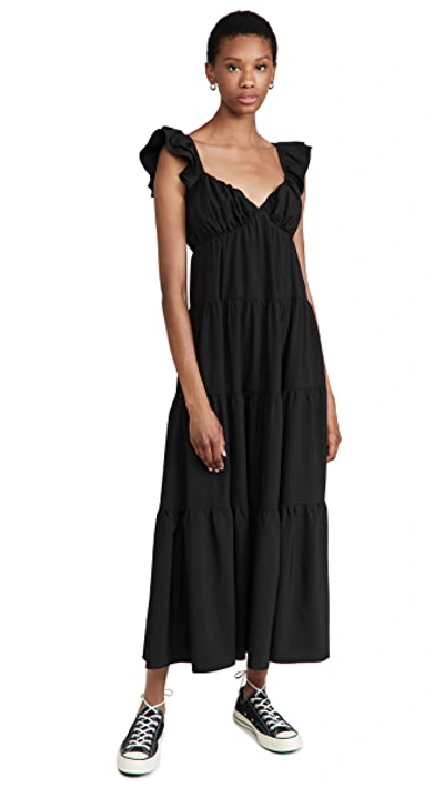 Shop English Factory Ruffle Sleeve Maxi Dress Black