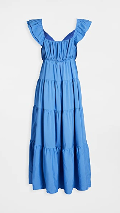 Shop English Factory Ruffle Sleeve Maxi Dress Blue