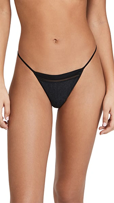 Shop Kiki De Montparnasse Thong In Charcoal Grey