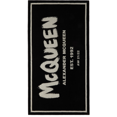 Shop Alexander Mcqueen Black 'mcqueen' Beach Towel In 1078 Black