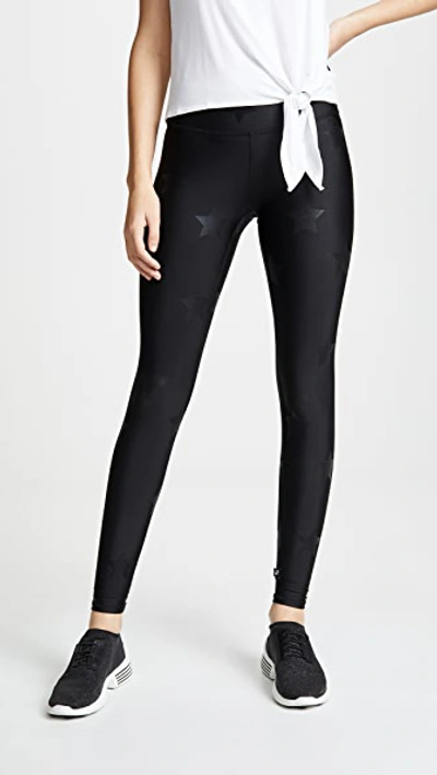 Shop Terez Star Foil Printed Tall Band Leggings In Black Star Foil/black