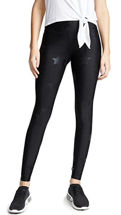 Shop Terez Star Foil Printed Tall Band Leggings In Black Star Foil/black