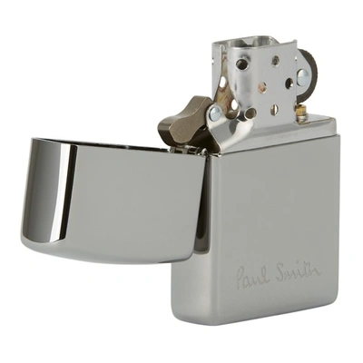 Shop Paul Smith Silver Logo Zippo In 82 Silve