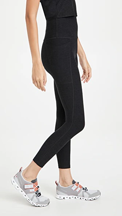Beyond Yoga Spacedye Out Of Pocket High Waisted Midi Leggings In Darkest Night