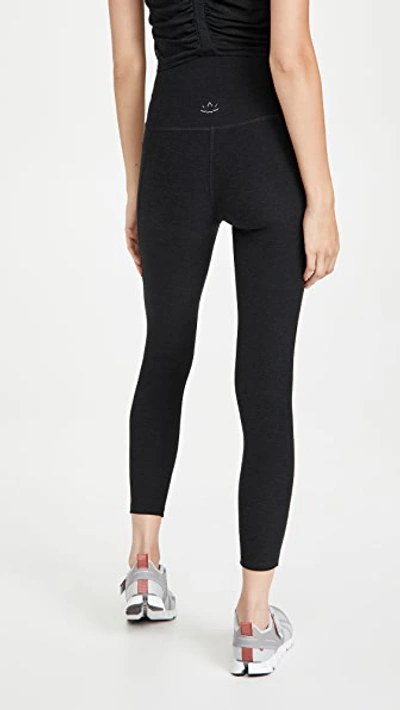 Beyond Yoga Spacedye Out Of Pocket High Waisted Midi Leggings In Darkest Night