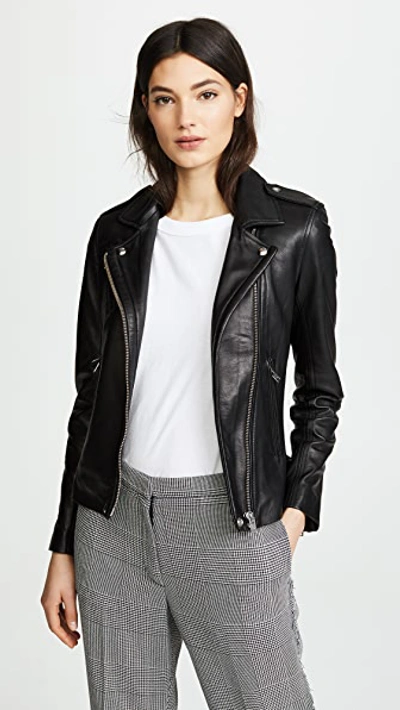 Shop Iro Han Leather Jacket Black