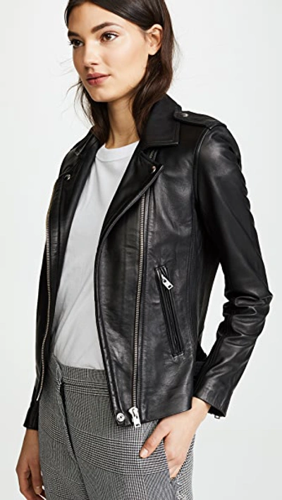 Shop Iro Han Leather Jacket Black