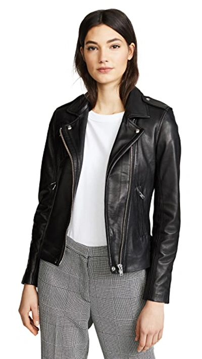 Shop Iro Han Leather Jacket Black