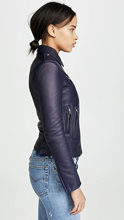 Shop Iro Han Leather Jacket Navy