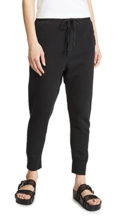 Nili Lotan Nolan Cropped Cotton-jersey Track Pants In Washed Black