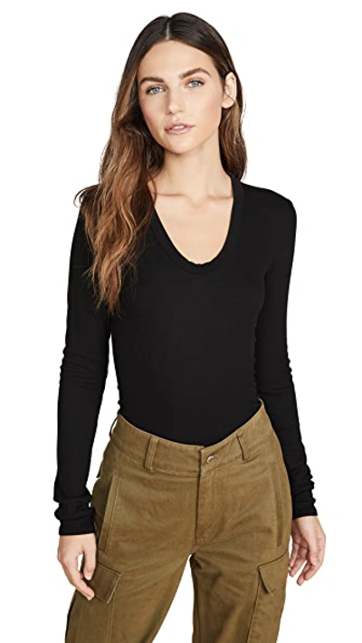 Shop Enza Costa Rib Fitted Top Black