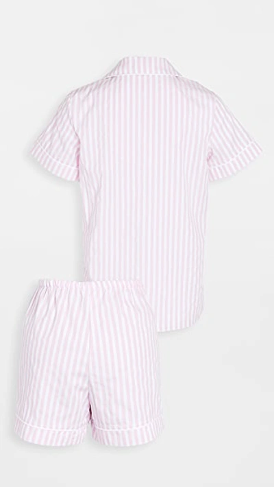 Bedhead Pajamas 3d Stripe Organic Cotton Sateen Short Pajamas In Pink Stripe