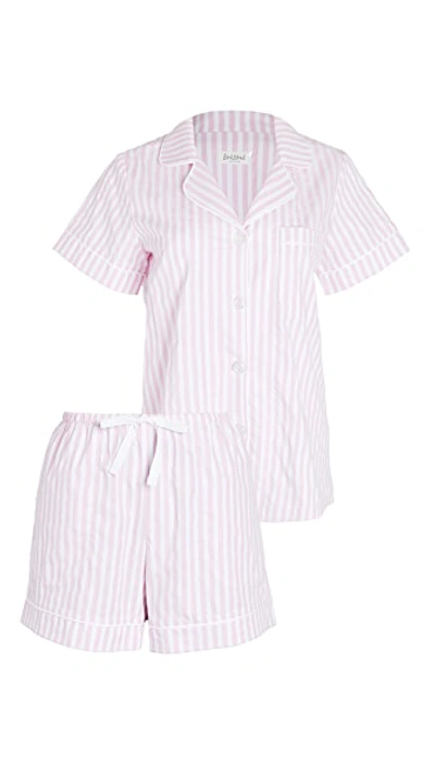 Bedhead Pajamas 3d Stripe Organic Cotton Sateen Short Pajamas In Pink Stripe