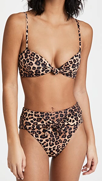Shop Good American Sexy Twist Bandeau Top In Leopard Natural