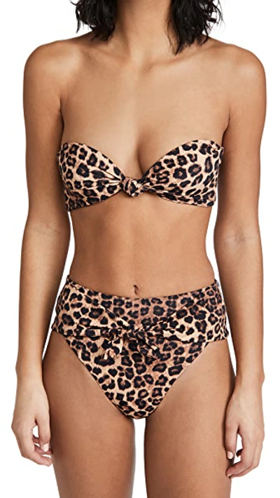 Shop Good American Sexy Twist Bandeau Top In Leopard Natural