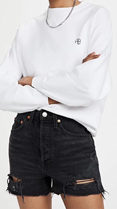 Shop Anine Bing Ramona Outlaw Sweatshirt In White