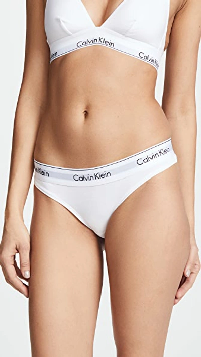 Shop Calvin Klein Underwear Modern Cotton Thong White