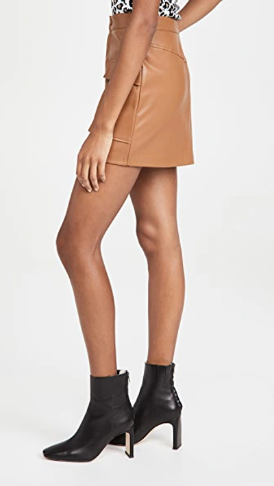 Shop Bb Dakota Vegan Leather Too Late Miniskirt In Caramel