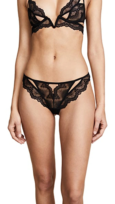 Thistle & Spire Kane Cutout Lace Thong In Black