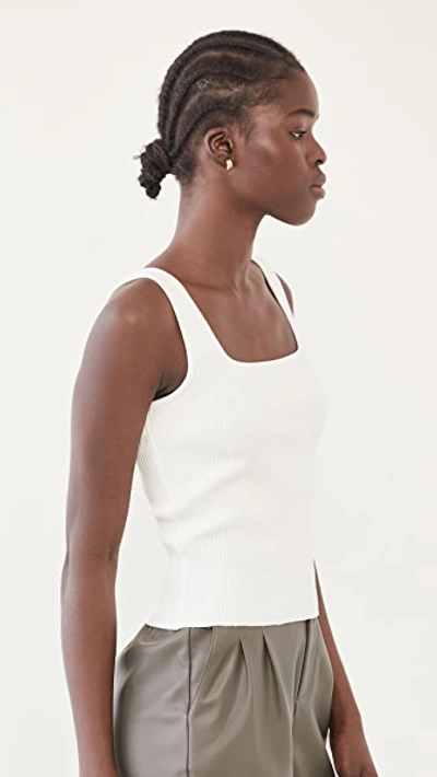 Shop Vince Ribbed Square Neck Tank In Off White