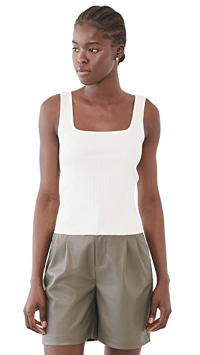Shop Vince Ribbed Square Neck Tank In Off White