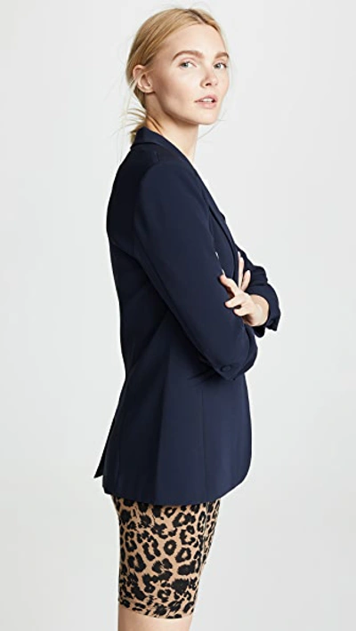 Cinq À Sept Khloe Ruched Sleeve Blazer In Navy