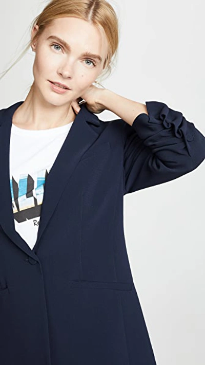 Cinq À Sept Khloe Ruched Sleeve Blazer In Navy