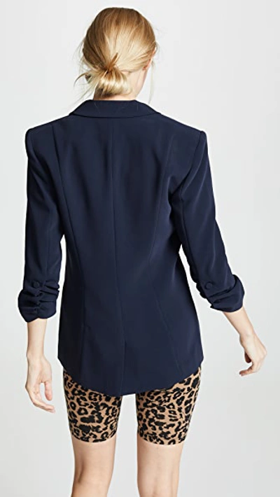 Cinq À Sept Khloe Ruched Sleeve Blazer In Navy