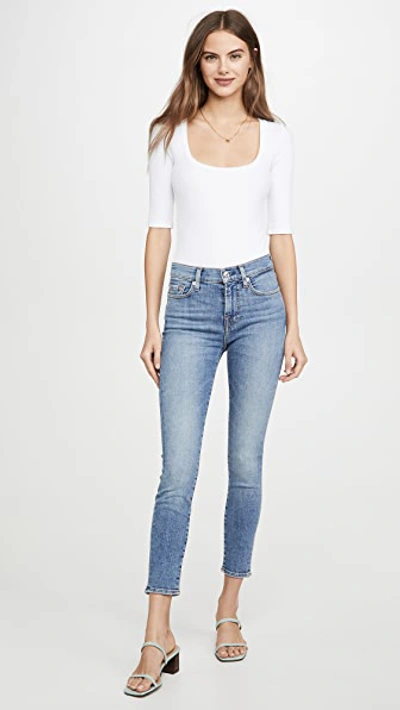 7 For All Mankind Asymmetric Front Skinny Ankle Jeans In Sloan Vintage