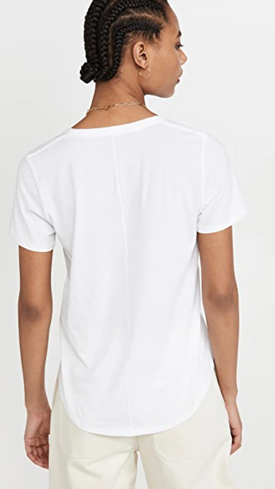 Veronica Beard Jean Cindy V Neck High Low Tee In White