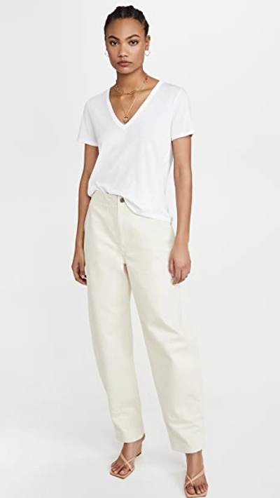 Veronica Beard Jean Cindy V Neck High Low Tee In White