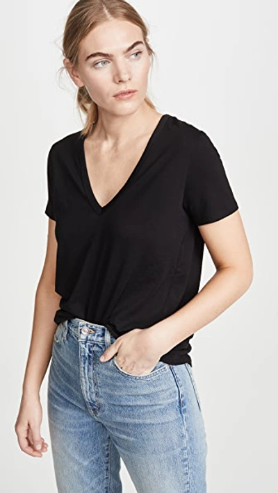 Shop Veronica Beard Jean Cindy V Neck High Low Tee Black