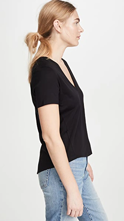 Veronica Beard Jean Cindy V Neck High Low Tee In Black