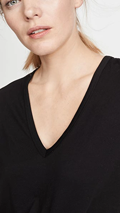 Veronica Beard Jean Cindy V Neck High Low Tee In Black