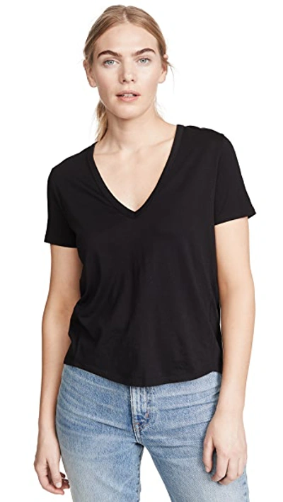 Veronica Beard Jean Cindy V Neck High Low Tee In Black