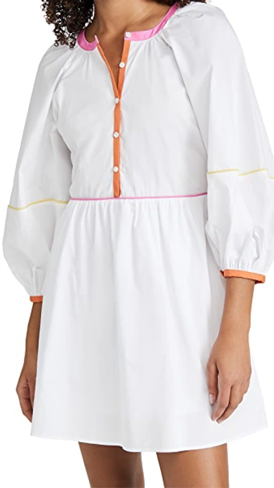 Shop Staud Mini Demi Dress In White/multi