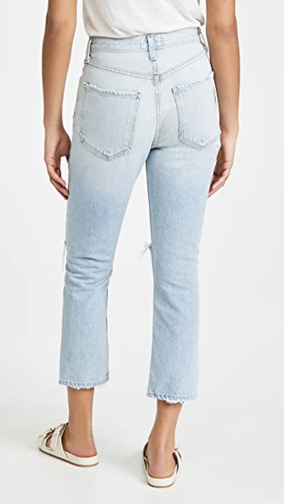 Shop Agolde Riley High Rise Straight Crop Jeans In Clear Skies