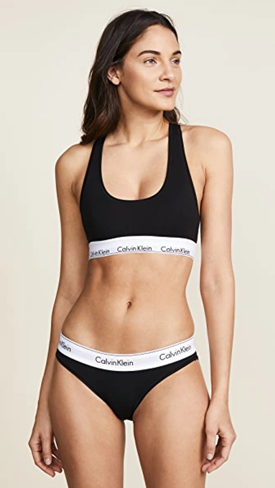 Calvin Klein Underwear Modern Cotton Stretch Cotton-blend Soft-cup Bra In  Black | ModeSens