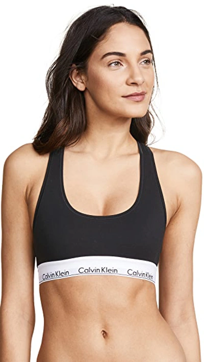 Shop Calvin Klein Underwear Modern Cotton Bralette Black