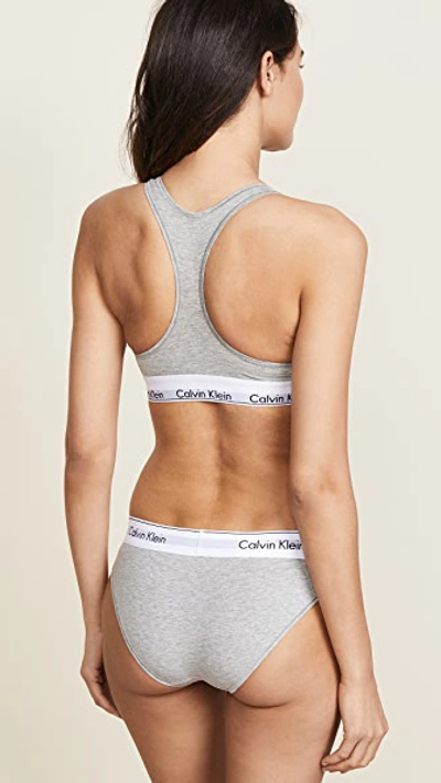 Calvin Klein Underwear Modern Cotton Ribbed Stretch Modal-blend Soft-cup Bra In Grey Heather